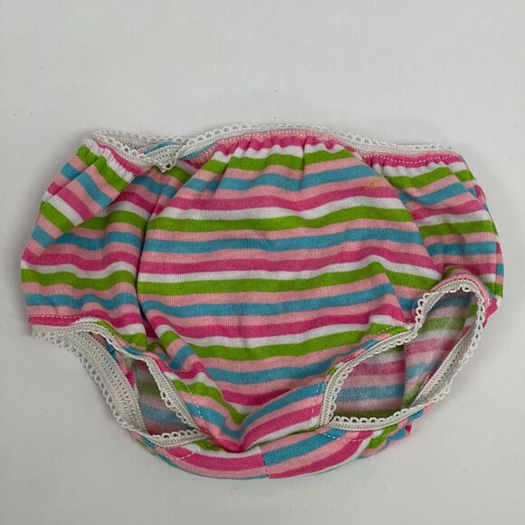 Build A Bear Workshop BABW Underwear Briefs Pink White Blue Green Striped - Picture 1 of 3